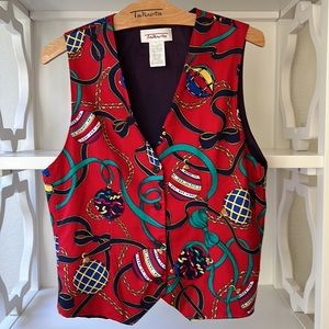 Vintage Talbots Christmas Holiday Vest Size M